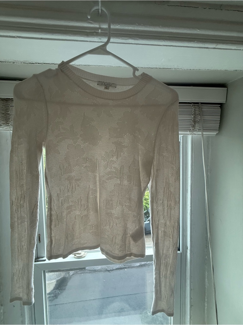Z Supply White Long Sleeve Knit Top